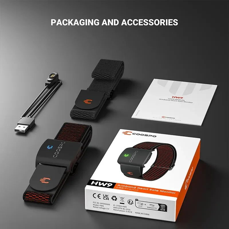 COOSPO HW9 – Brassard cardio Bluetooth 5.0 & ANT+ pour fitness et cyclisme